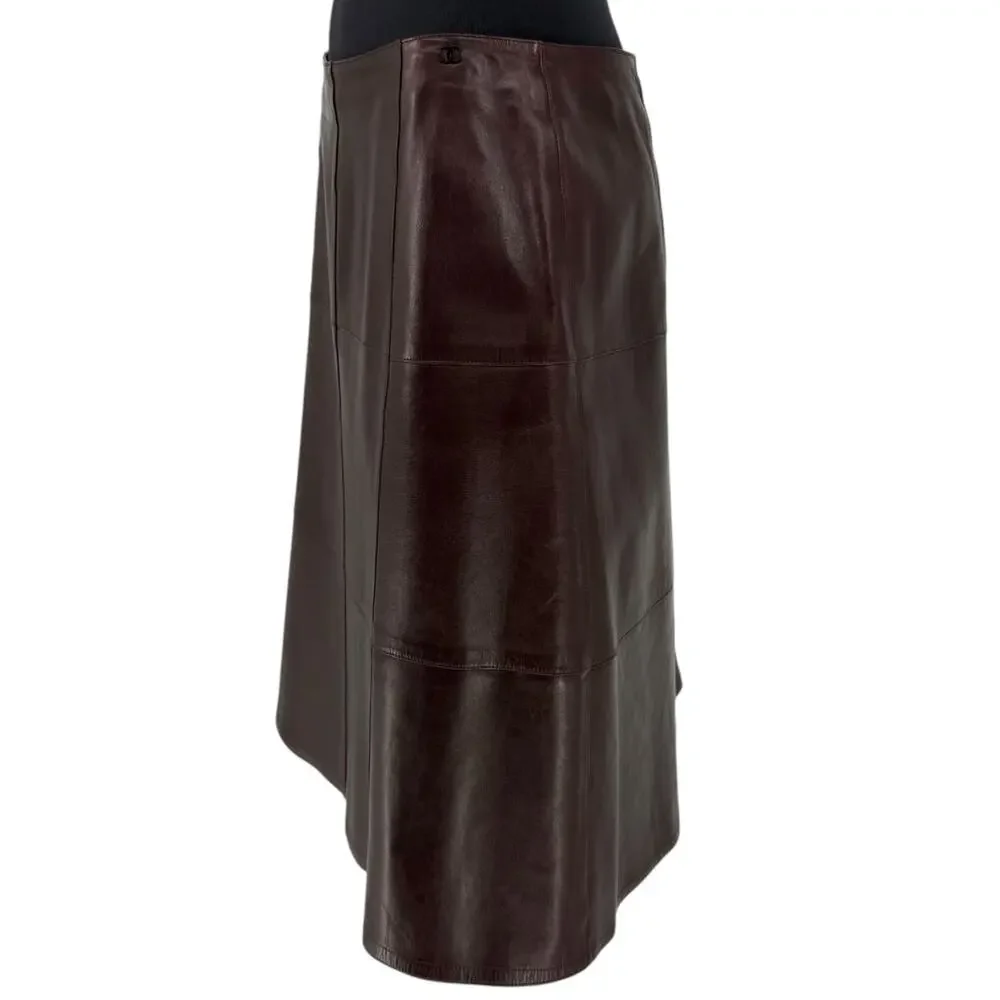 Chanel Chocolate Brown Lambskin Skirt – Size 42